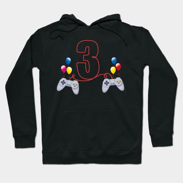 3rd Birthday Boy Toddlers Video Gamer Store Hoodie by Msafi